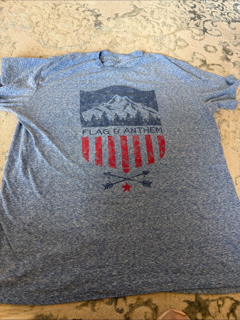 Flag & Anthem Men's Heather Blue Graphic Short-Sleeve Tee